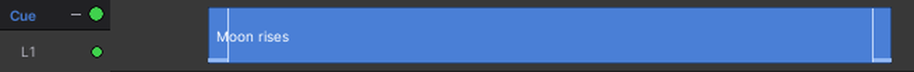 A Cue node. Drag the body to move it, an edge to resize.