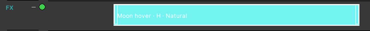 An FX node on the timeline, over the same object's Cue.