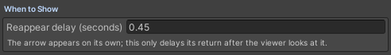 The When to Show block, with the Reappear delay.