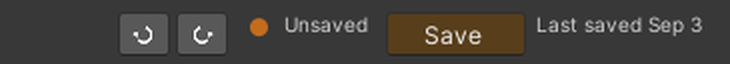 The undo and redo arrows at the top of the window, before the save state and Save.