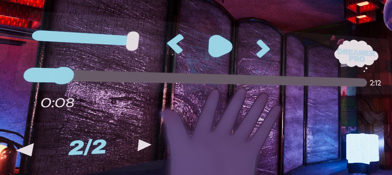 The controls as a viewer sees them, with the slide counter below.