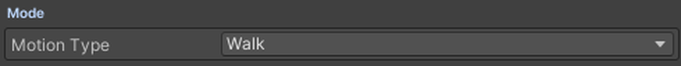 Motion Type on a Motion node, set to Walk.