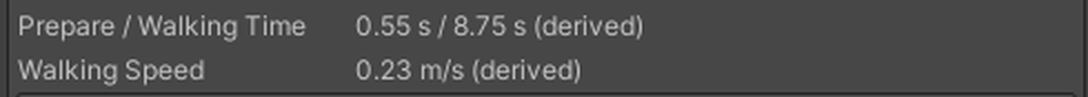Walking Speed, derived from the path and the node's length.