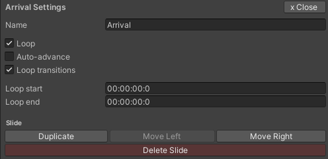 A slide's settings, headed with the slide's own name.