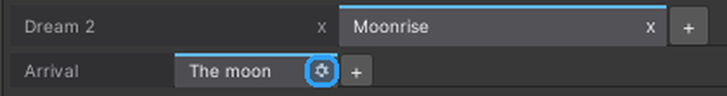 The slide tabs under the Dream tabs. The gear marks the slide being edited.