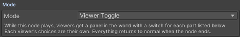 Mode at the top of a Toggles node, set to Viewer Toggle.