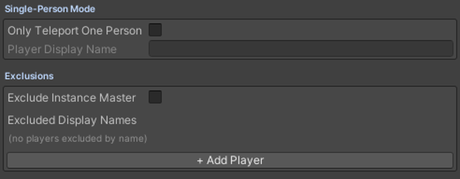 Single-Person Mode and Exclusions, both off on this node.
